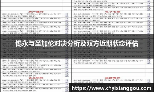 锡永与圣加伦对决分析及双方近期状态评估